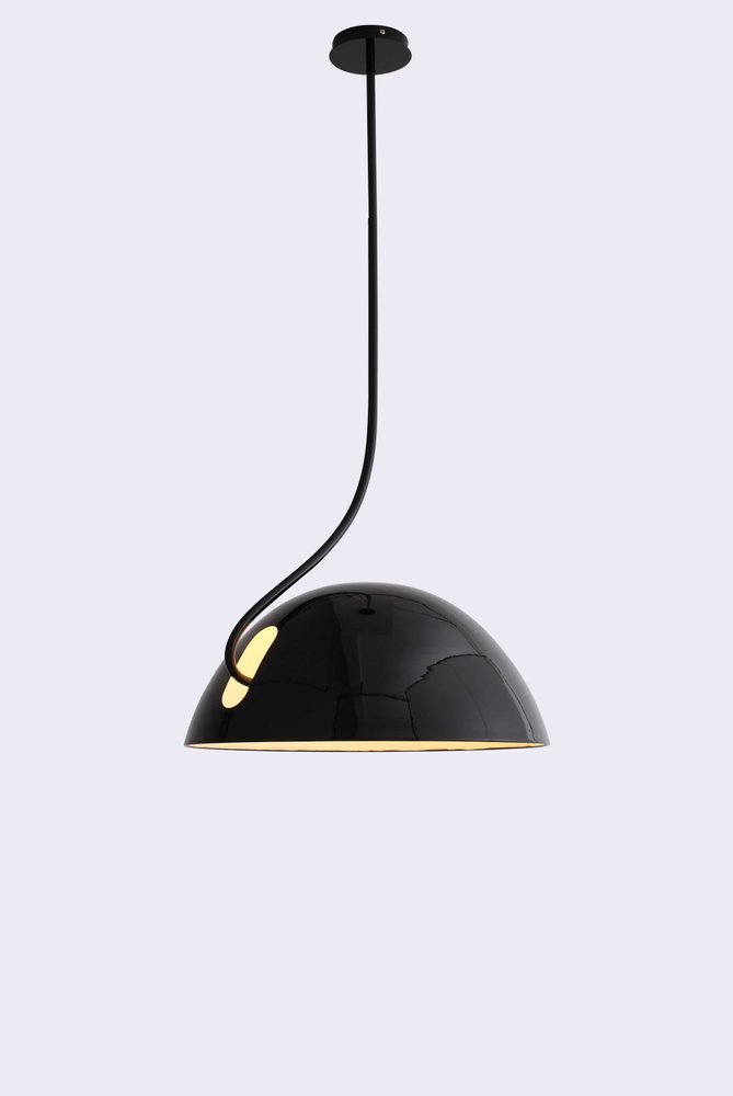 Black Metal and Stainless Steel Ceiling Light With Black Shades — view 1