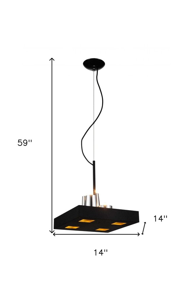 14 X 14 X 59 Black Stainless Steel Pendant Lamp HomeRoots