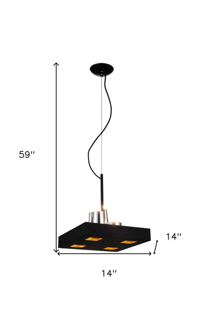 14 X 14 X 59 Black Stainless Steel Pendant Lamp HomeRoots