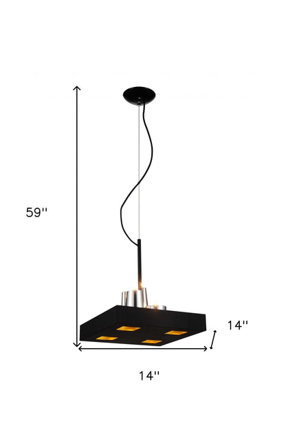 14 X 14 X 59 Black Stainless Steel Pendant Lamp