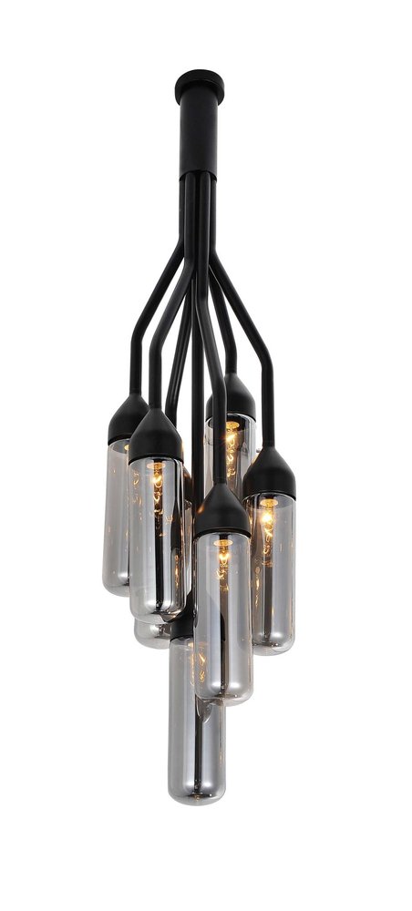 Shaded Empire Six Light Metal and Glass Flush Ceiling Light With Clear Shades — view 1