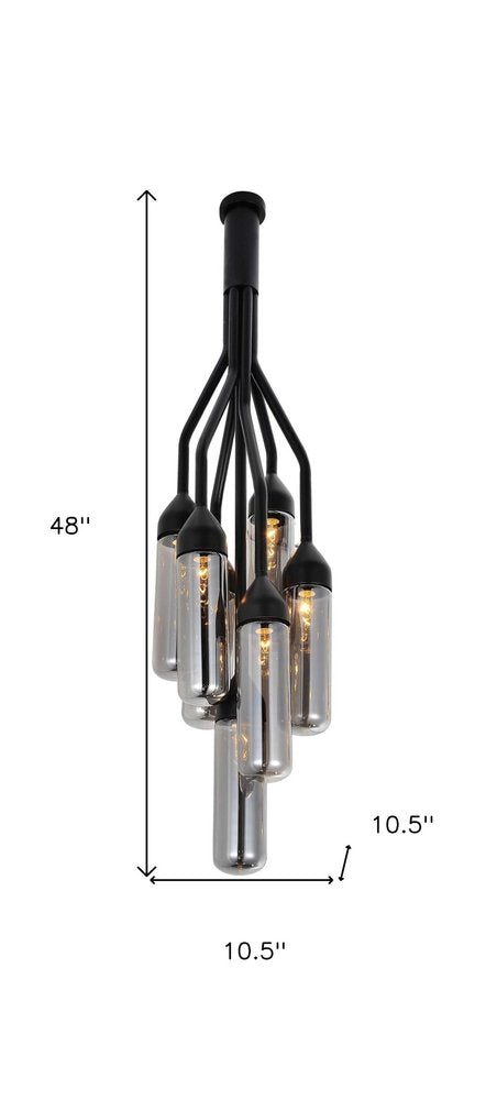 Shaded Empire Six Light Metal and Glass Flush Ceiling Light With Clear Shades — view 4