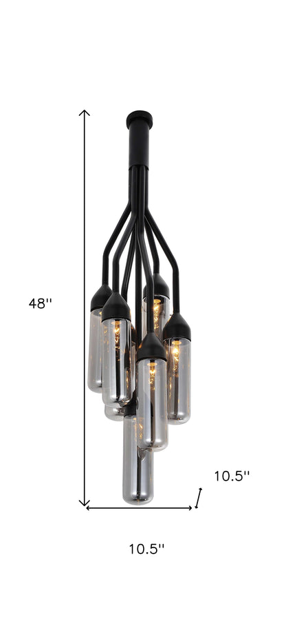 Shaded Empire Six Light Metal and Glass Flush Ceiling Light With Clear Shades