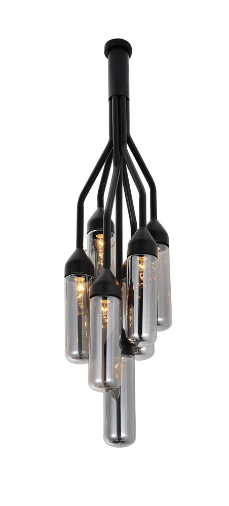Shaded Empire Six Light Metal and Glass Flush Ceiling Light With Clear Shades — view 5