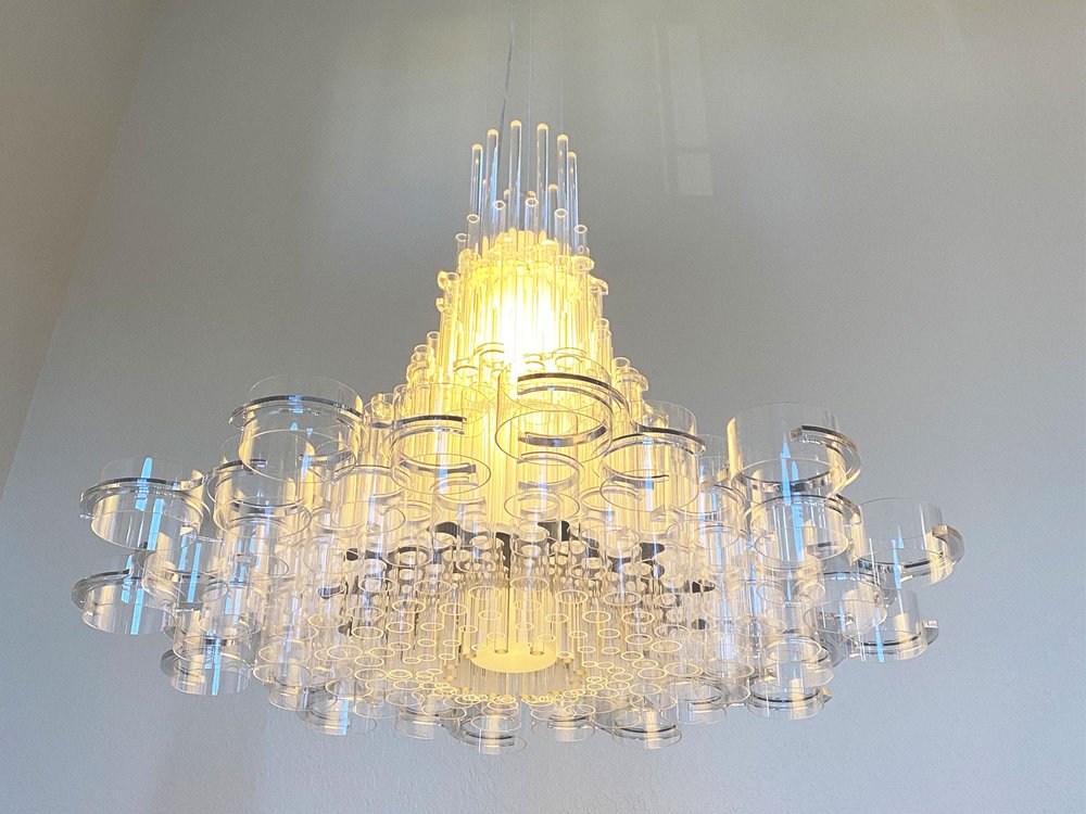 39 X 39 X 70 White Acrylic Pendant Lamp — view 5