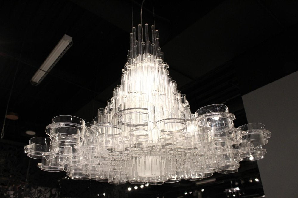 39 X 39 X 70 White Acrylic Pendant Lamp — view 6