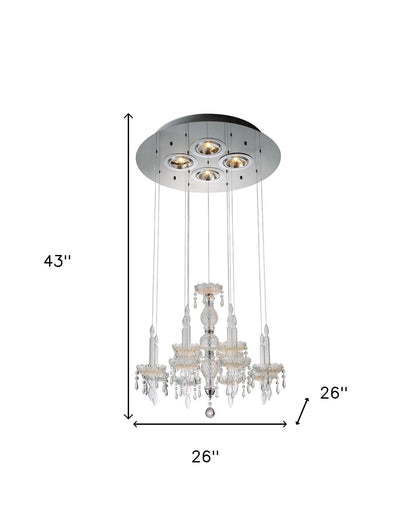 Clear Candle Style Four Light Metal and Glass Ceiling Light