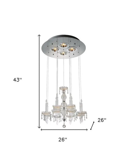 Clear Candle Style Four Light Metal and Glass Ceiling Light HomeRoots