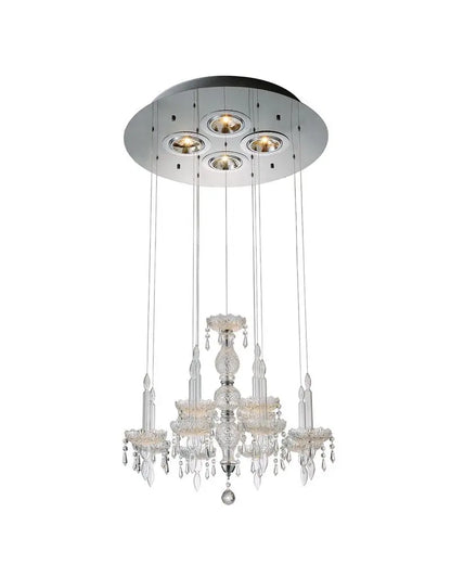 Clear Candle Style Four Light Metal and Glass Ceiling Light HomeRoots
