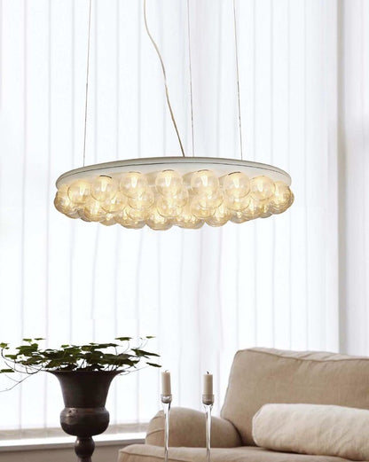 29 X 29 X 7 White Glass Metal Pendant Lamp HomeRoots