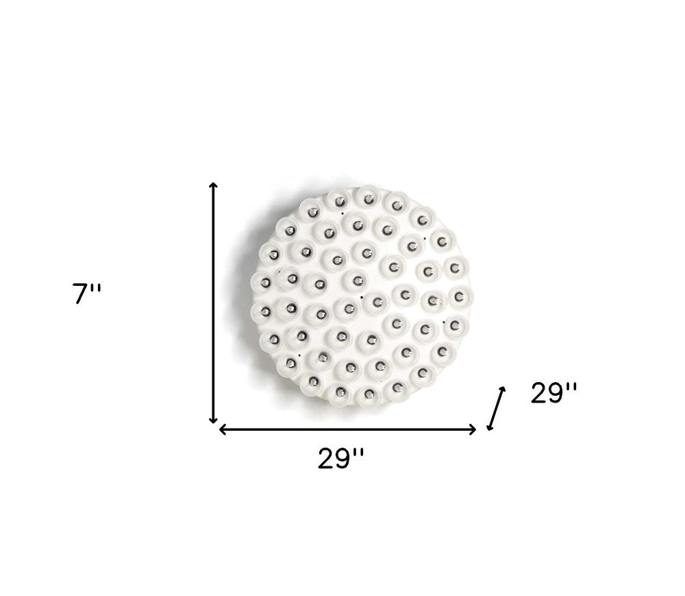 29 X 29 X 7 White Glass Metal Pendant Lamp HomeRoots