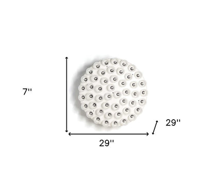 29 X 29 X 7 White Glass Metal Pendant Lamp HomeRoots