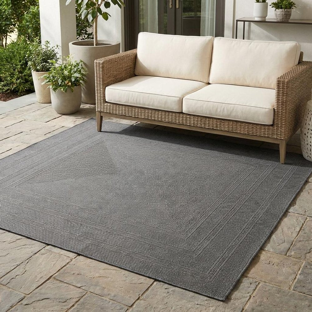 5' Charcoal Square Indoor Outdoor Area Rug — view 5