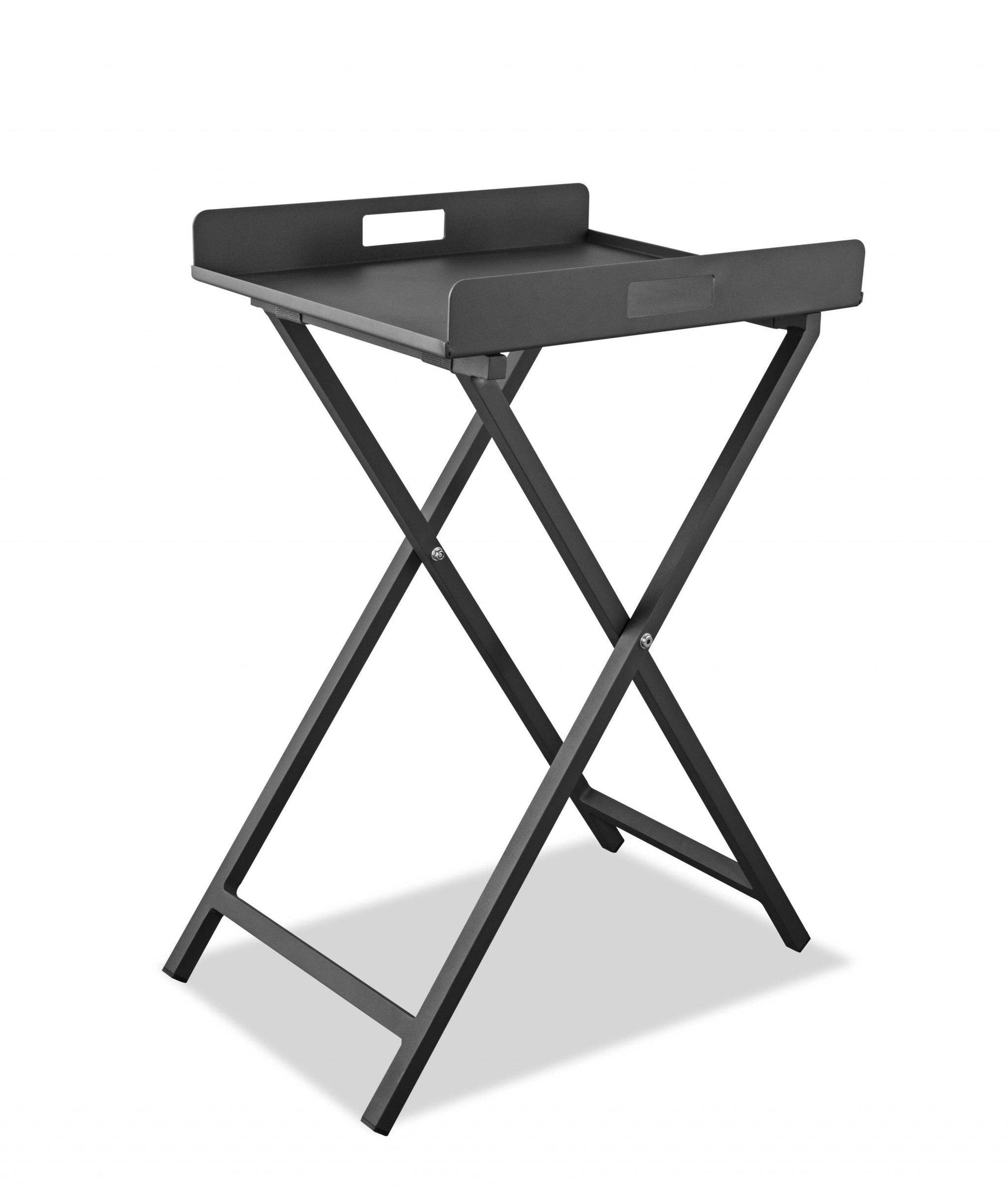 Gray Aluminum Indoor Outdoor Tray Table - FurniFindUSA