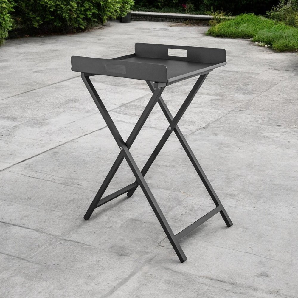 19" Gray Aluminum Outdoor Side Table HomeRoots