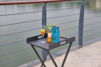 19" Gray Aluminum Outdoor Side Table HomeRoots