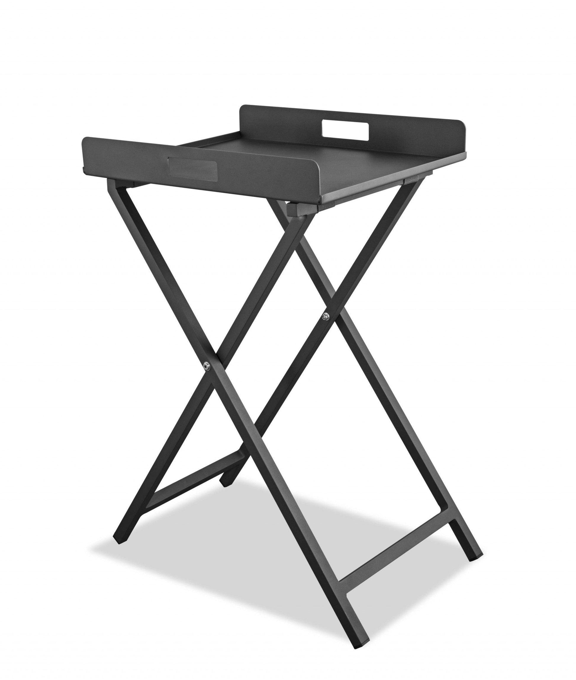 Gray Aluminum Indoor Outdoor Tray Table - FurniFindUSA