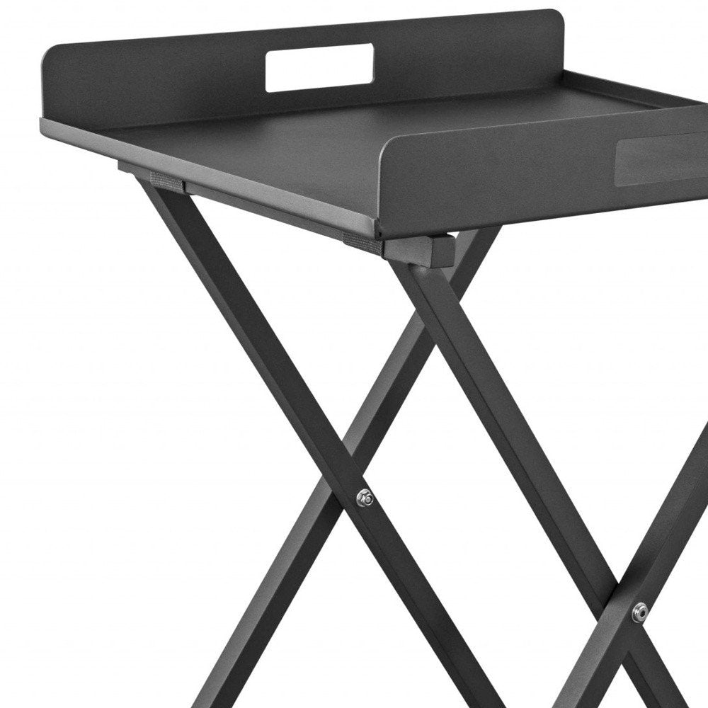 19" Gray Aluminum Outdoor Side Table HomeRoots