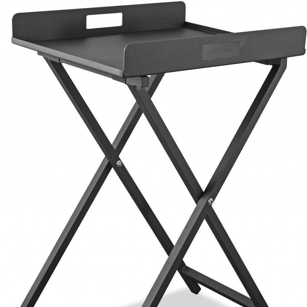 19" Gray Aluminum Outdoor Side Table HomeRoots
