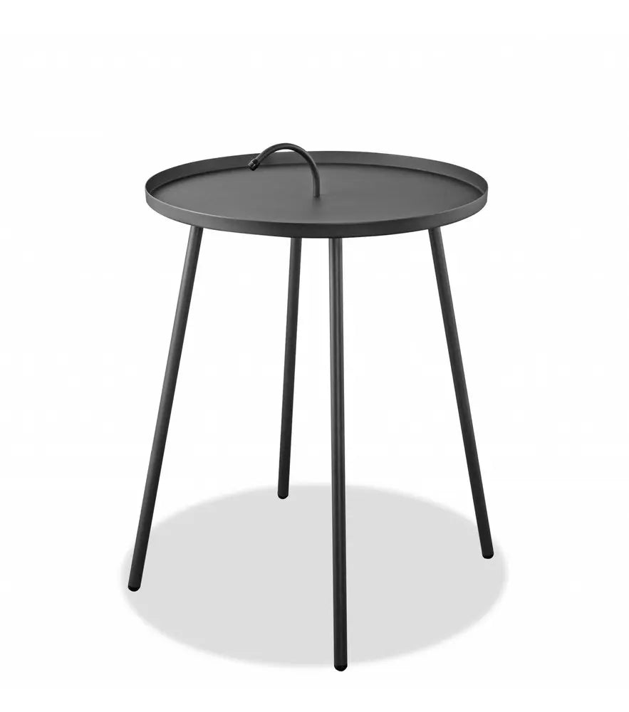 25" Gray Stainless Steel Round End Table HomeRoots