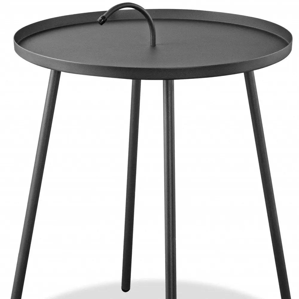 25" Gray Stainless Steel Round End Table HomeRoots