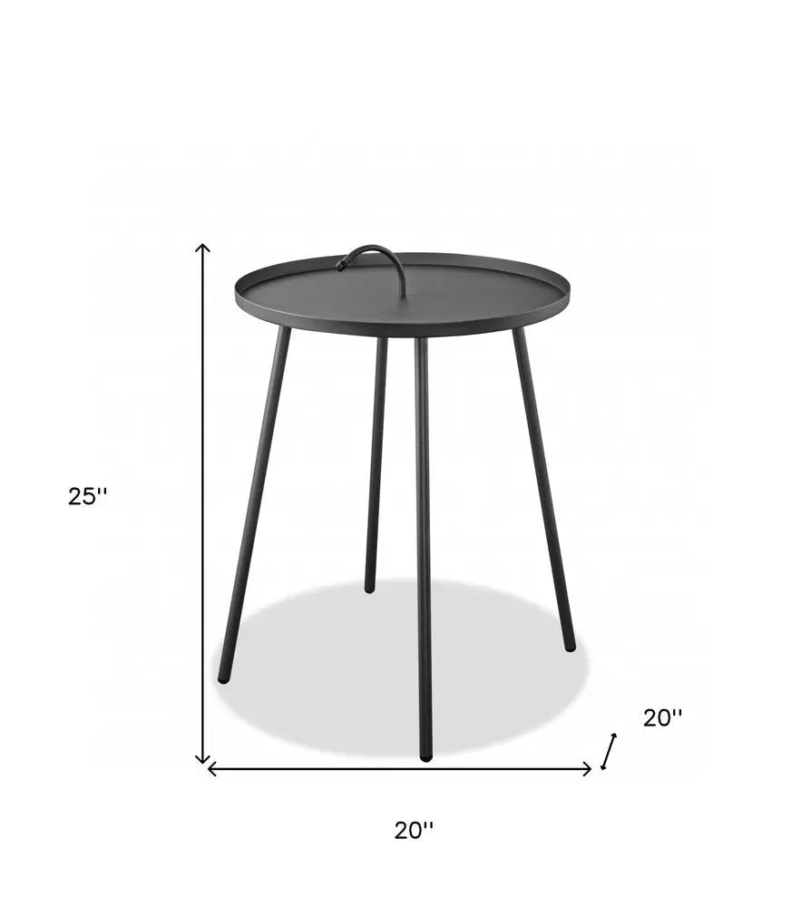 25" Gray Stainless Steel Round End Table HomeRoots
