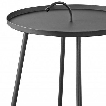 25" Gray Stainless Steel Round End Table HomeRoots