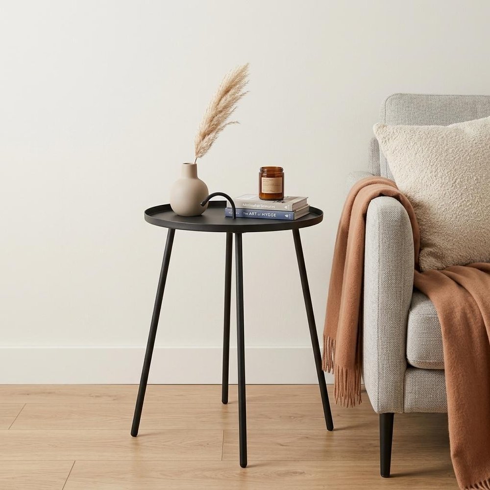 25" Gray Stainless Steel Round End Table HomeRoots