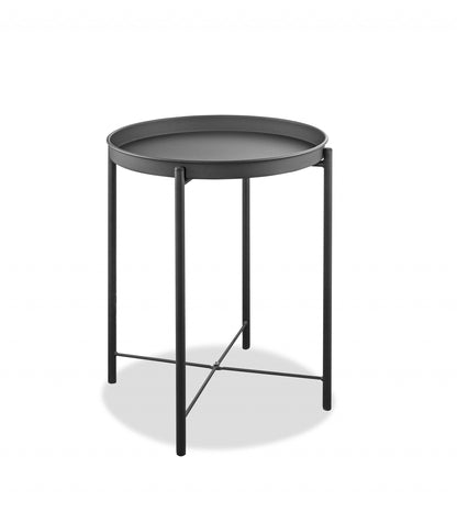 21" Gray Aluminum Round End Table