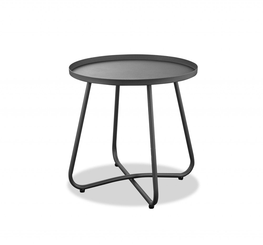 18" Gray Rounded Aluminum Outdoor Side Table — view 1