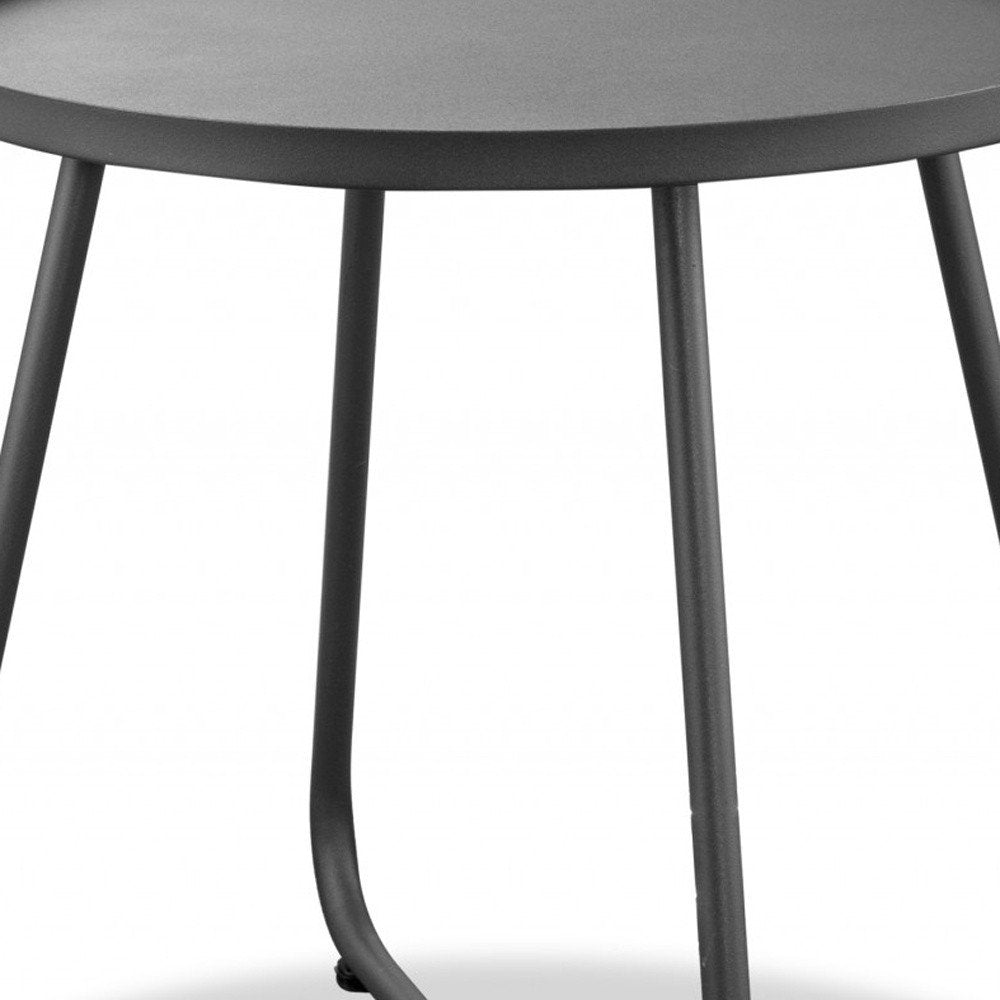 18" Gray Rounded Aluminum Outdoor Side Table — view 3