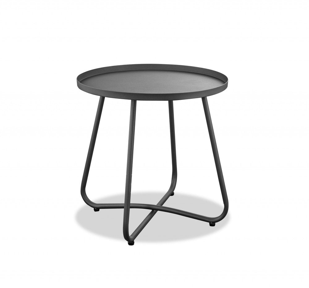 18" Gray Rounded Aluminum Outdoor Side Table HomeRoots