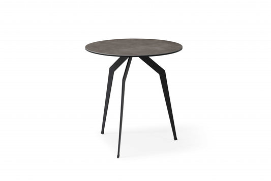 20" Black And Gray Ceramic Round End Table