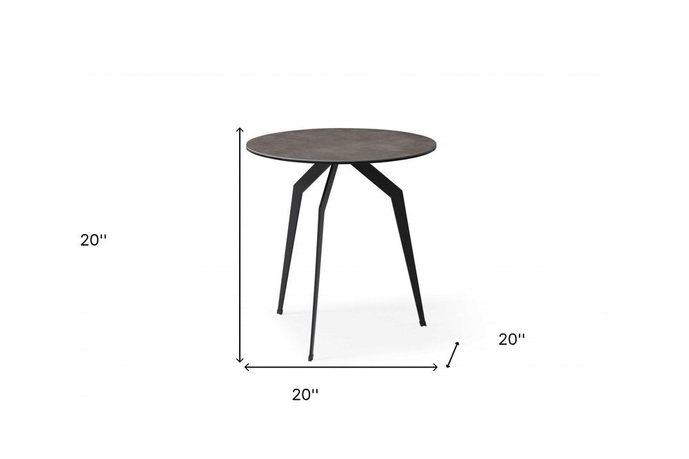 20" Black And Gray Ceramic Round End Table HomeRoots