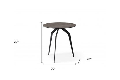 20" Black And Gray Ceramic Round End Table HomeRoots