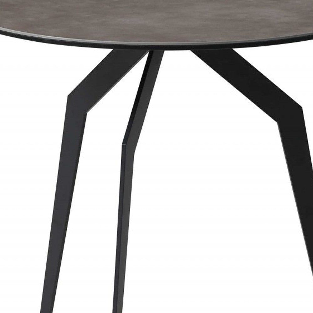 20" Black And Gray Ceramic Round End Table