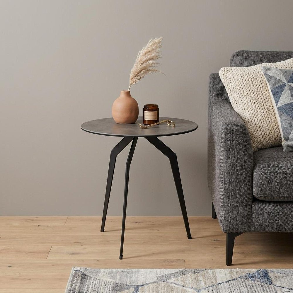 20" Black And Gray Ceramic Round End Table HomeRoots