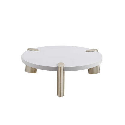 40" White And Gold Stainless Steel Round Coffee Table HomeRoots