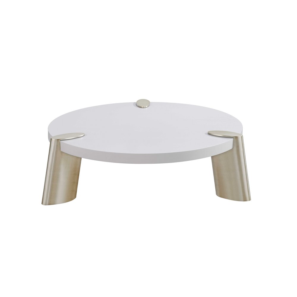 40" White And Gold Stainless Steel Round Coffee Table HomeRoots
