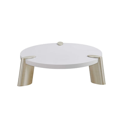 40" White And Gold Stainless Steel Round Coffee Table HomeRoots