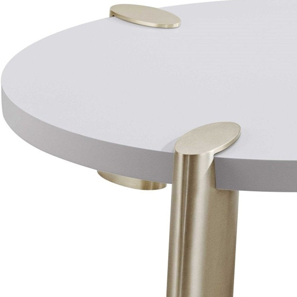 40" White And Gold Stainless Steel Round Coffee Table HomeRoots