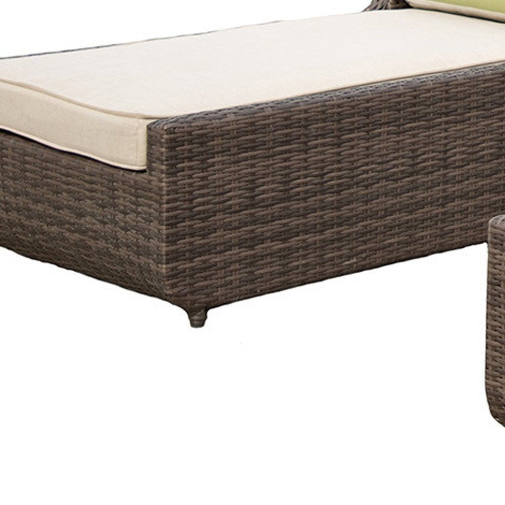 78" Set of Two Brown Indoor Outdoor Chaise Lounge with Beige Cushion HomeRoots