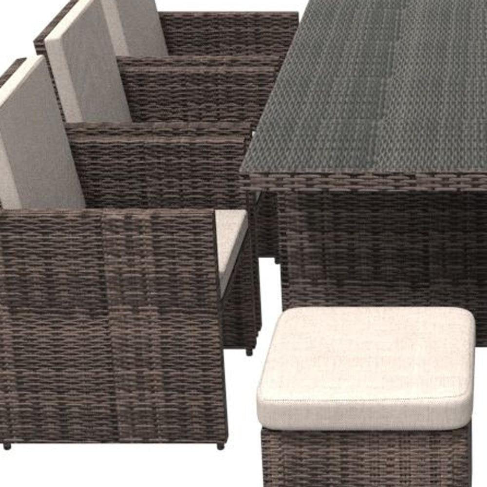 11 Piece Clear and Gray Glass Dining Set HomeRoots