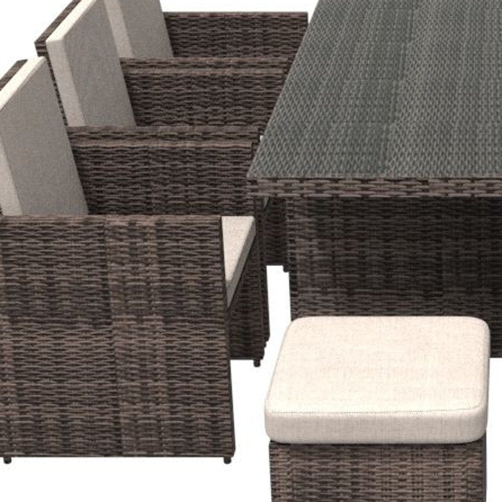 11 Piece Clear and Gray Glass Dining Set HomeRoots