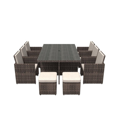 11 Piece Clear and Gray Glass Dining Set HomeRoots