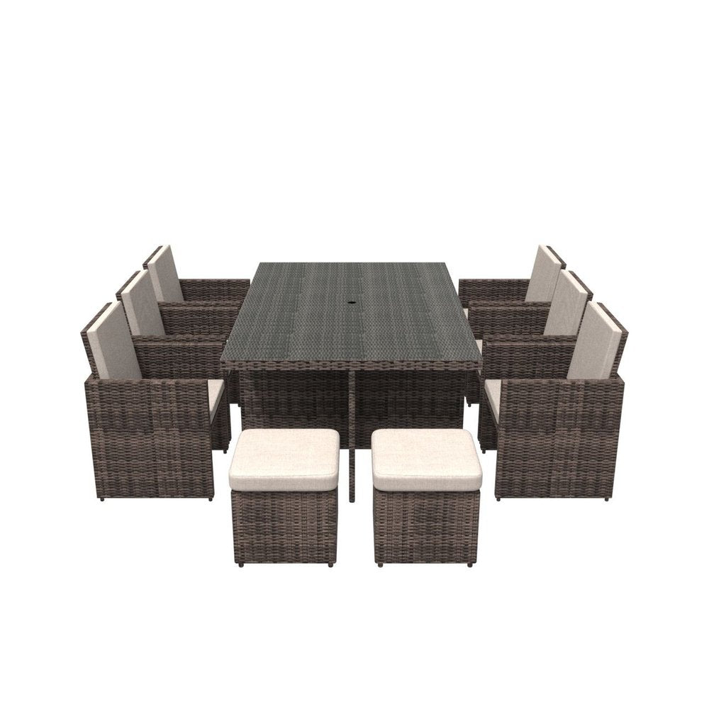 11 Piece Clear and Gray Glass Dining Set HomeRoots