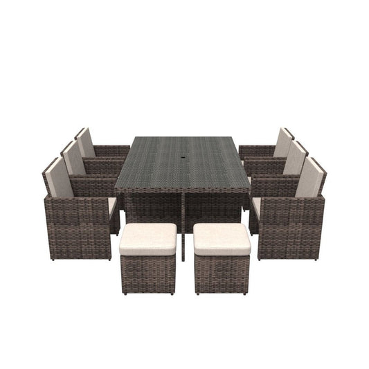 11 Piece Clear and Gray Glass Dining Set HomeRoots
