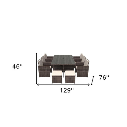 11 Piece Clear and Gray Glass Dining Set HomeRoots