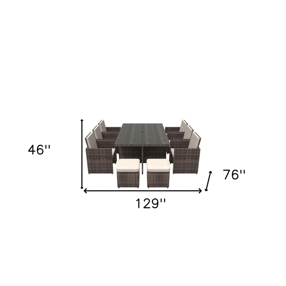 11 Piece Clear and Gray Glass Dining Set HomeRoots