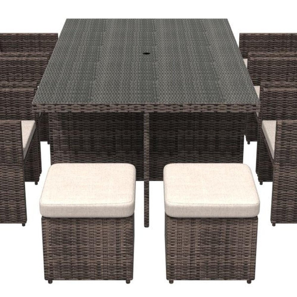 11 Piece Clear and Gray Glass Dining Set HomeRoots